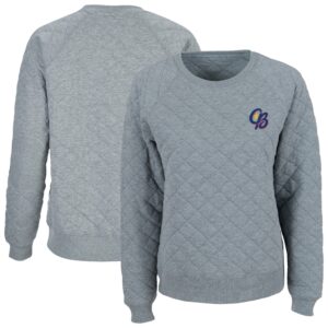 Women's Heather Gray Kannapolis Cannon Ballers Quilted Raglan Pullover Sweatshirt