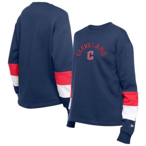 Women's New Era  Navy Cleveland Guardians Game Day Color Pullover Sweatshirt