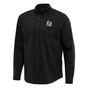Men's Antigua Black TGL Los Angeles Golf Club Flight Woven Tri-Blend Long Sleeve Button-Down Shirt