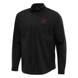 Men's Antigua Black TGL Atlanta Drive GC Flight Woven Tri-Blend Long Sleeve Button-Down Shirt