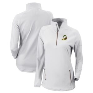Women's Columbia  White Oregon Ducks Outward Nine Omni-Wick Quarter-Zip Jacket