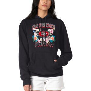 Women's G-III 4Her by Carl Banks Black San Francisco 49ers Flowers Team Logo Graphic Fleece Pullover Hoodie