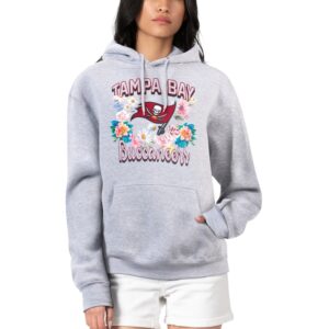 Women's G-III 4Her by Carl Banks Heather Gray Tampa Bay Buccaneers Flowers Team Logo Graphic Fleece Pullover Hoodie