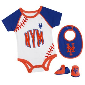 Newborn & Infant New York Mets Tied Up Bodysuit, Bib & Bootie Set