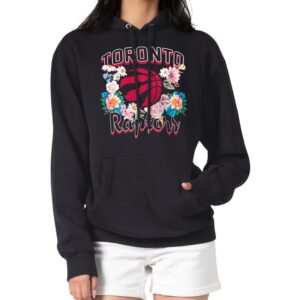 Women's G-III 4Her by Carl Banks Black Toronto Raptors Flowers Team Logo Graphic Fleece Pullover Hoodie