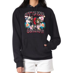 Women's G-III 4Her by Carl Banks Black Ottawa Senators Flower Logo Pullover Hoodie
