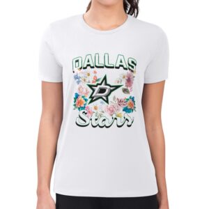 Women's G-III 4Her by Carl Banks White Dallas Stars Flower Logo Fitted T-Shirt