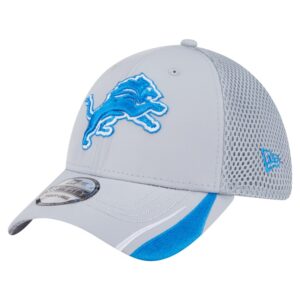 Men's New Era  Gray Detroit Lions Game Day Linear 39THIRTY Flex Hat