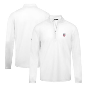 Men's Levelwear White USMNT Heron Quarter-Zip Pullover Top