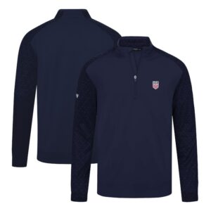 Men's Levelwear Navy USMNT Aztec Quarter-Zip Pullover Top