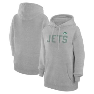 Women's G-III 4Her by Carl Banks Heather Gray New York Jets Dot Print Tri-Blend Fleece Pullover Hoodie
