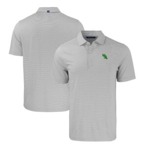 Men's Cutter & Buck Gray/White North Texas Mean Green Forge Eco Double Stripe Stretch Recycled Polo
