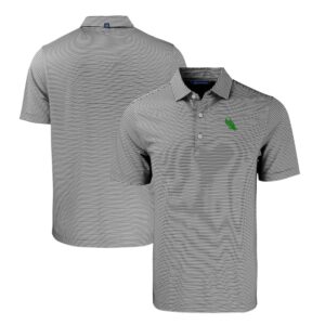 Men's Cutter & Buck Black/White North Texas Mean Green Forge Eco Double Stripe Stretch Recycled Polo