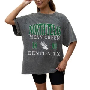 Women's Gameday Couture Grey North Texas Mean Green Oversized Snow Wash T-Shirt