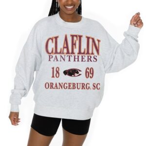 Women's Gameday Couture Ash Claflin Panthers Premium Fleece Pullover Sweatshirt