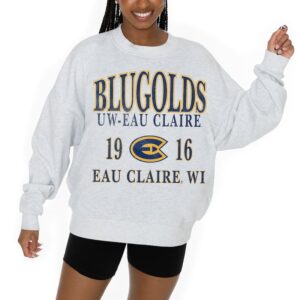 Women's Gameday Couture Ash Wisconsin Eau Claire Blugolds Premium Fleece Pullover Sweatshirt