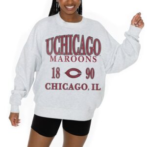 Women's Gameday Couture Ash UChicago Maroons Premium Fleece Pullover Sweatshirt