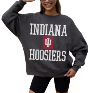 Women's Gameday Couture Charcoal Indiana Hoosiers Premium Fleece Pullover Sweatshirt