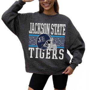 Women's Gameday Couture Charcoal Jackson State Tigers Premium Fleece Pullover Sweatshirt
