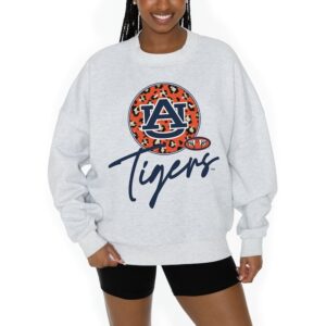 Women's Gameday Couture Ash Auburn Tigers Premium Fleece Pullover Sweatshirt
