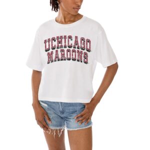 Women's Gameday Couture White UChicago Maroons Claim To Fame Boxy Cropped T-Shirt
