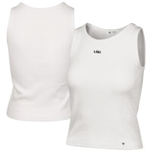 Women's '47  Cream LSU Tigers Micro Logo Ribbed Cropped Tank Top