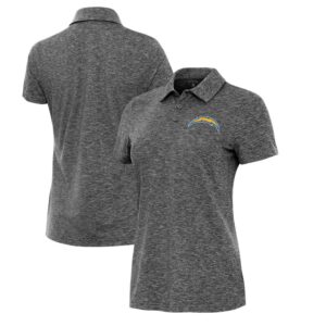 Women's Antigua Heather Black Los Angeles Chargers Matter Polo