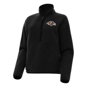 Women's Antigua  Black Baltimore Ravens Figure Half-Zip Sweatshirt