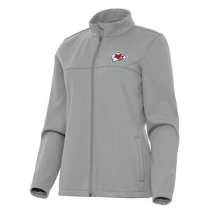 Women's Antigua  Gray Kansas City Chiefs Links 2 Golf Full-Zip Jacket