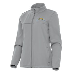 Women's Antigua  Gray Los Angeles Chargers Links 2 Golf Full-Zip Jacket