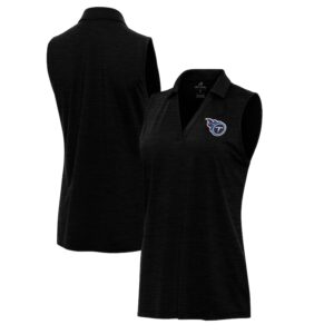 Women's Antigua  Heather Black Tennessee Titans Layout Sleeveless V-Neck Polo