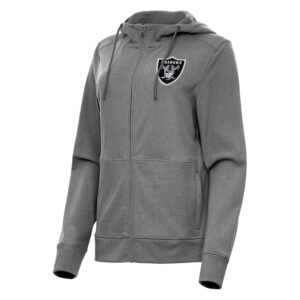 Women's Antigua   Heather Charcoal Las Vegas Raiders Seeker Full-Zip Hoodie Jacket