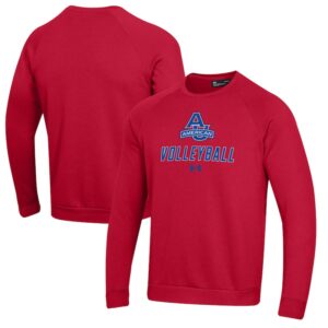 Men's Under Armour Red American University Eagles Volleyball Rival Fleece Raglan Pullover Sweatshirt