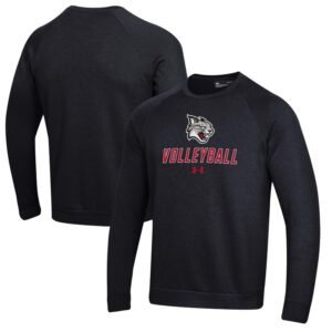 Men's Under Armour Black Davidson Wildcats Volleyball Rival Fleece Raglan Pullover Sweatshirt