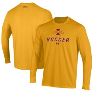 Men's Under Armour Gold Iowa State Cyclones Soccer Performance Long Sleeve T-Shirt