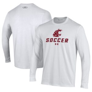 Men's Under Armour White Washington State Cougars Soccer Performance Long Sleeve T-Shirt