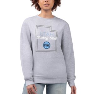 Women's G-III 4Her by Carl Banks Heather Gray Utah Hockey Club Shadow State Graphic Pullover Sweatshirt