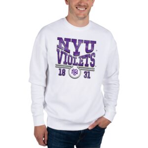 Unisex Uscape Apparel White NYU Violets Coastal Fleece Pullover Sweatshirt