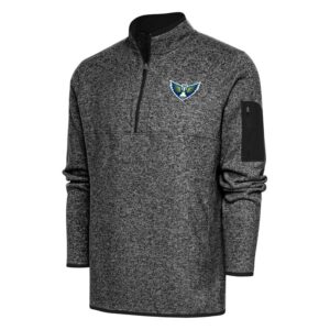 Men's Antigua Heather Black Dallas Wings Fortune Quarter-Zip Jacket