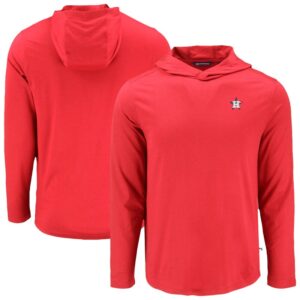Men's Cutter & Buck Red Houston Astros Coastline Epic Comfort Recycled Eco Hoodie Long Sleeve T-Shirt