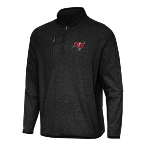 Men's Antigua Heather Black Tampa Bay Buccaneers Certain Tri-Blend Quarter-Zip Top