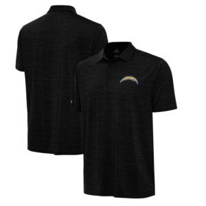 Men's Antigua Heather Black Los Angeles Chargers Layout Polo