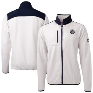 Men's Cutter & Buck White New York Mets Cascade Eco Sherpa Fleece Full-Zip Jacket