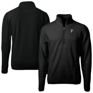 Men's Cutter & Buck Black Pittsburgh Pirates Cascade Eco Fleece Quarter-Zip Jacket