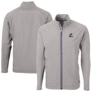 Men's Cutter & Buck Gray Miami Marlins Adapt Eco Hybrid Recycled Full-Zip Jacket