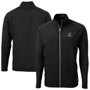 Men's Cutter & Buck Black Miami Marlins Adapt Eco Hybrid Recycled Full-Zip Jacket