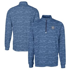 Men's Cutter & Buck Navy Houston Astros Big & Tall Traverse Eco Camo Tri-Blend DryTec Quarter-Zip Jacket
