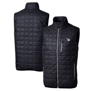 Men's Cutter & Buck Navy Cleveland Guardians Big & Tall Rainier PrimaLoft® Eco Insulated Full-Zip Puffer Vest