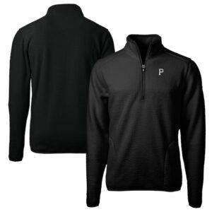 Men's Cutter & Buck Black Pittsburgh Pirates Big & Tall Cascade Eco Fleece Quarter-Zip Jacket