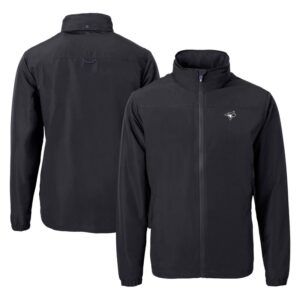 Men's Cutter & Buck Black Toronto Blue Jays Big & Tall Charter Eco Knit Recycled Full-Zip Hoodie Jacket
